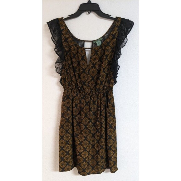 Wmn's Anthropologie MAPLE 100% Silk Medallion Dress with Black Lace Trim/Back XS - Picture 2 of 9